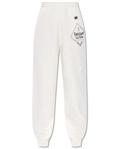 Wales Bonner Pantalones de chándal estampados - Blanco