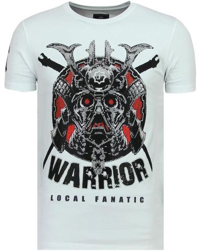 Local Fanatic Savage samurai rhinestones - lustige hemden für männer - 6327w - Weiß