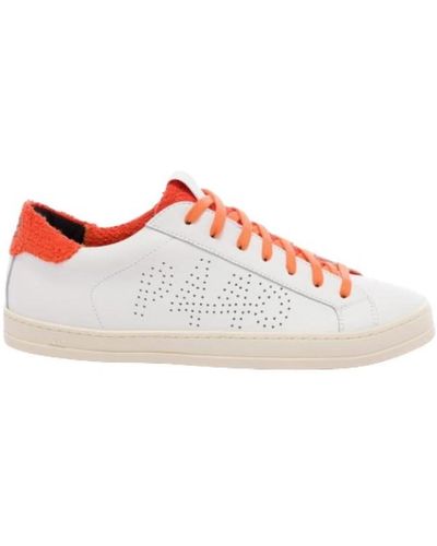 P448 Weiße low-top-sneaker mit orangefarbenem schwamm - Pink