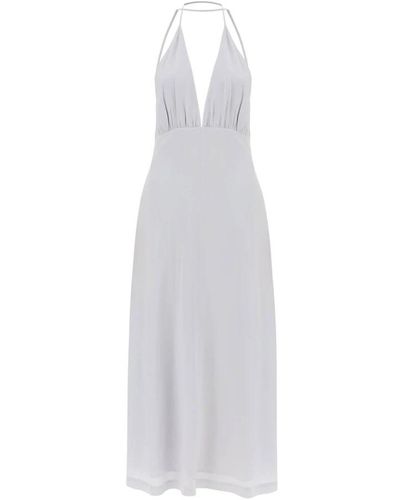 Totême Toteme silk dress with double halter neckline - Bianco