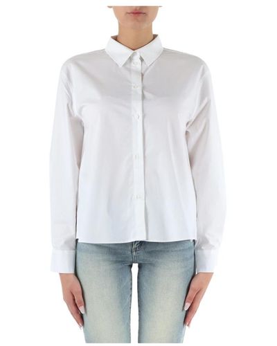 Armani Exchange Baumwollhemd mit logo-stickerei - Weiß