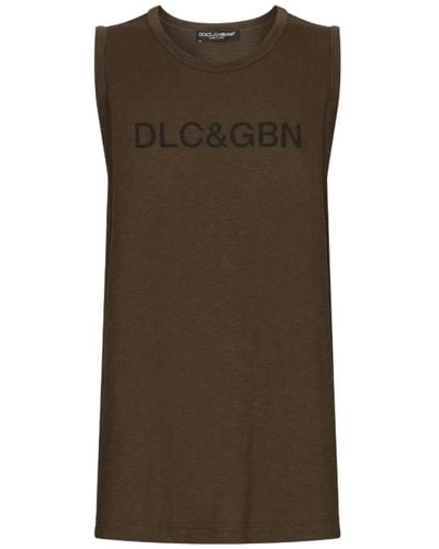Dolce & Gabbana Logo print ärmelloses t-shirt - Braun