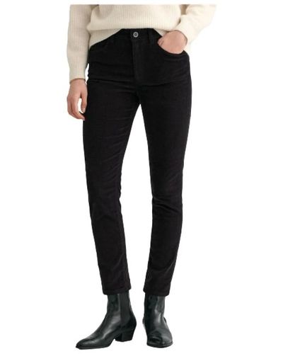 GANT Pantaloni slim in velluto - Nero