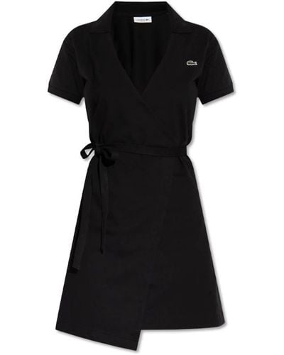 Lacoste Wickelkleid mit logo - Schwarz