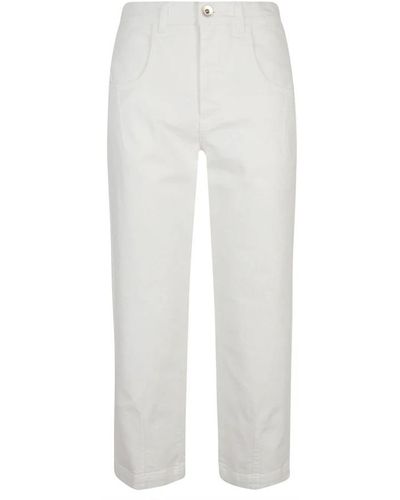 Eleventy Cropped Trousers - White