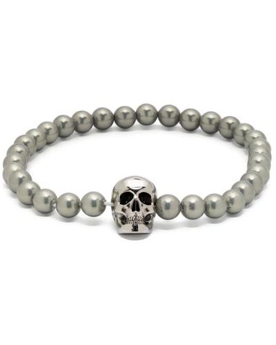 Alexander McQueen Skull charm perlen elastisches band - Mettallic