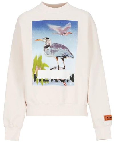 Heron Preston Rosa baumwoll-sweatshirt mit kontrastdruck - Blau