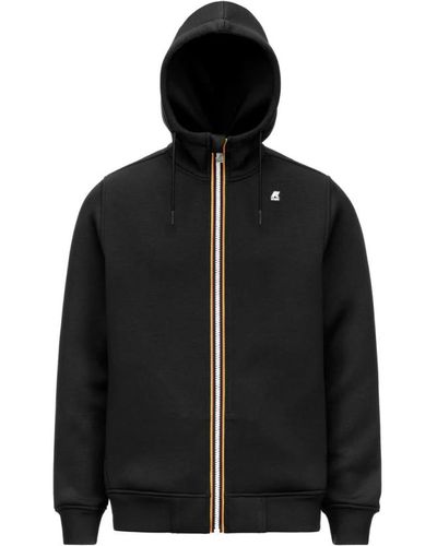K-Way Kultiger reißverschluss-hoodie mit gerippten kanten - Schwarz