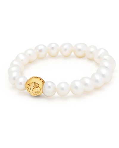 Nialaya Wo beaded pearl ring - Metálico