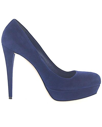 Miu Miu Zapatos de tacón de terciopelo con plataforma - Azul