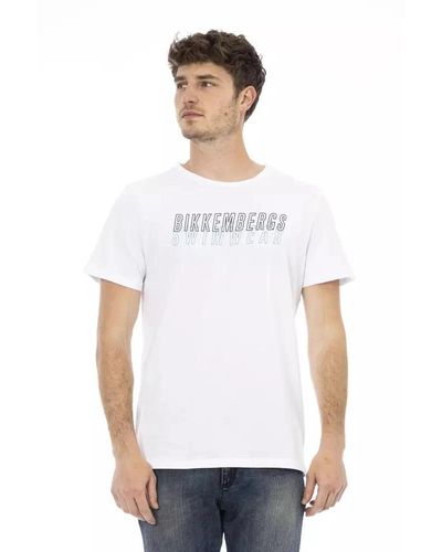 Bikkembergs Magliette bianca in cotone con stampa frontale - Bianco