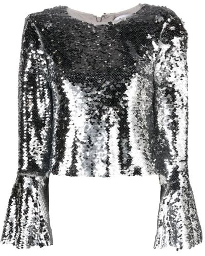 Self-Portrait Graue shirts mit reißverschluss - Schwarz