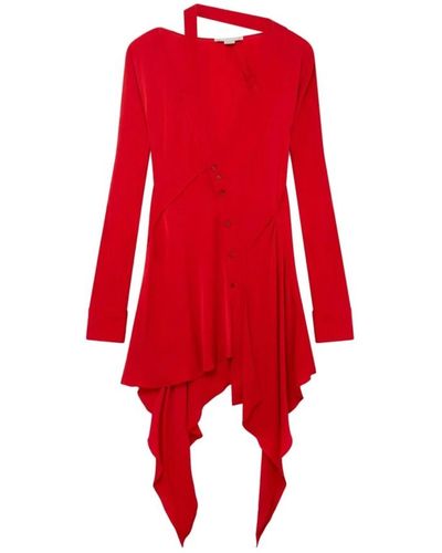 Stella McCartney Rotes asymmetrisches kleid mit ausschnitt