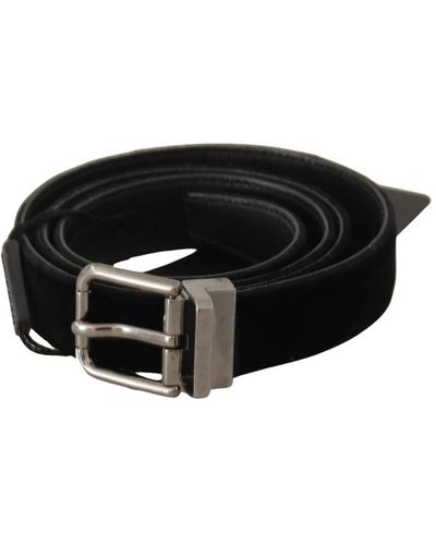 Dolce & Gabbana Black Cotton Silver Tone Metal Buckle Belt