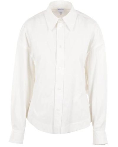 Bottega Veneta Camisa blanca de popelina de algodón con efecto globo - Blanco