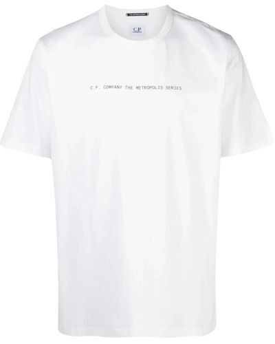 C.P. Company Metropolis weißes rundhals-t-shirt mit druck