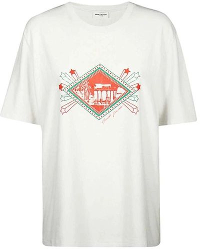 Saint Laurent Luxus Logo T-Shirt - Weiß