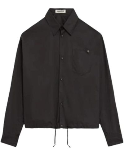 A PAPER KID Verstellbares popelinehemd mit kordelzug (schwarz)