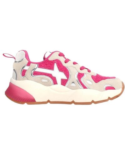 W6yz Beige-fuchsia wildleder sneakers - Pink
