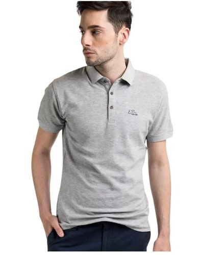 Yes-Zee Polo-shirt aus baumwolle in uni-farbe - Grau