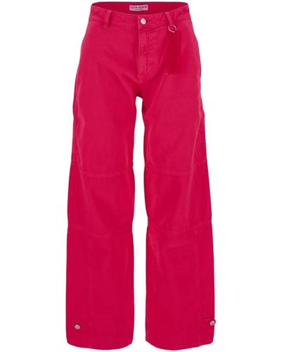 ICON DENIM Wide Trousers - Red