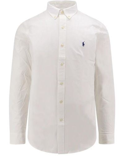 Ralph Lauren Camicia in cotone elasticizzato con ricamo del logo iconico - Bianco