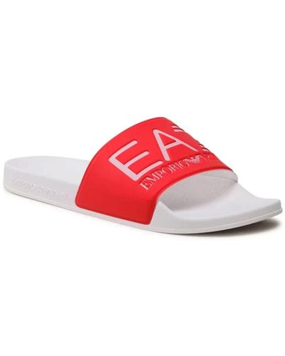 EA7 Ciabatte rosse con logo in pvc - scarpe basse - Rosso