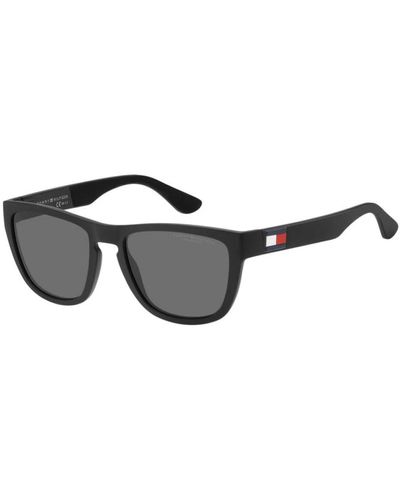 Tommy Hilfiger Stylische sonnenbrille mit grauen polarisierten gläsern - Schwarz