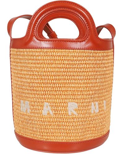 Marni Arabesque tropicalia mini bucket - Arancione