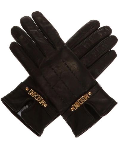 Moschino Lederhandschuhe mit Logo - Schwarz