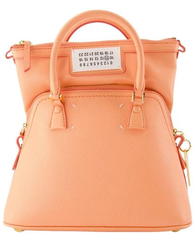 Maison Margiela Mini-tasche aus genarbtem leder mit verstellbarem riemen - Orange