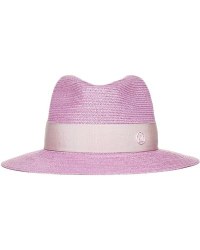 Maison Michel Bubblegum straw ribbon hat - Lila