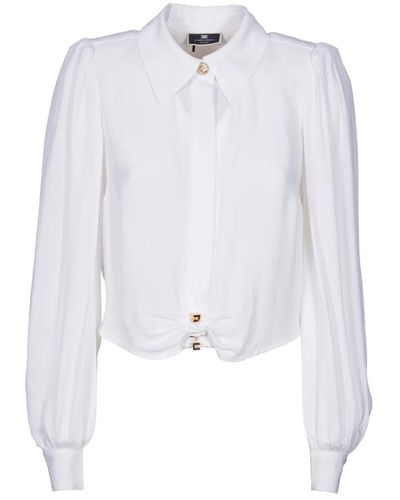 Elisabetta Franchi Shirts,ivory button-up bluse - Weiß