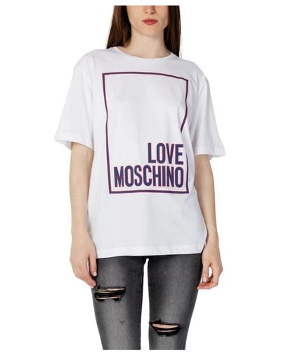 Love Moschino Logo Box T-Shirt für Frauen - Weiß