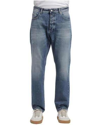 ICON DENIM Jeans cropped con dettagli usura rilassati - Blu