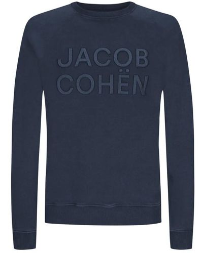Jacob Cohen Uomo casual sportivo velvet sweatshirt - Blu