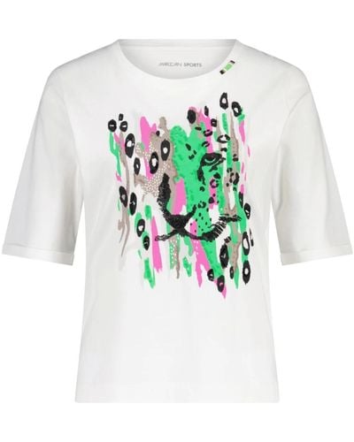 Marc Cain Camiseta de algodón con motivo animal - Blanco