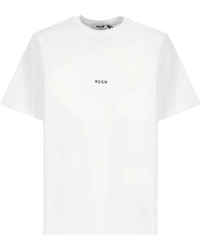 MSGM Weißes baumwoll-t-shirt runder ausschnitt logo
