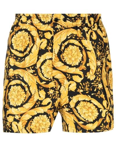 Versace Barocco print seiden shorts elastischer bund - Gelb