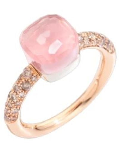Pomellato Petit nudo ring - roségold, brauner diamant, rosenquarz, weißgold - Pink