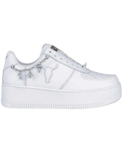 Windsor Smith Sneakers da donna in pelle bianca con accessorio argento - 41 - Bianco