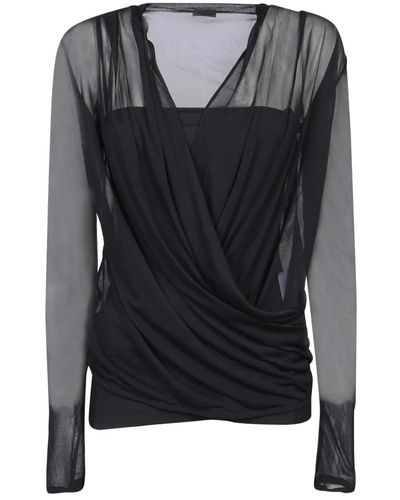 Givenchy Schwarzes drapiertes v-ausschnitt strickoberteil