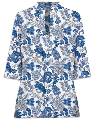 Mc2 Saint Barth Vestido corto de algodón estampado floral - Azul