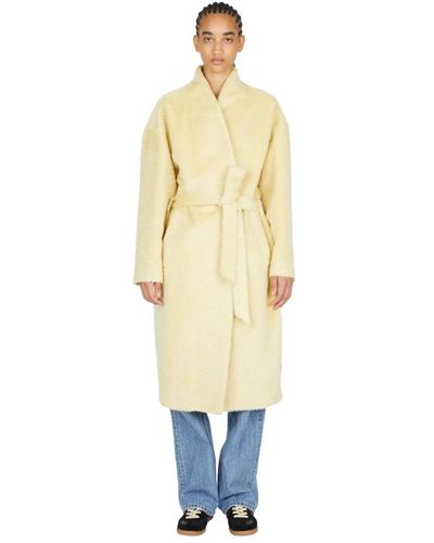 Isabel Marant Oversized wollmantel mit selbstbindendem gürtel - Mettallic