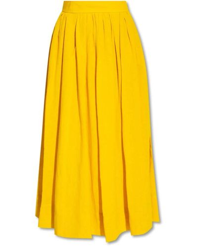 Chloé Falda midi de lino amarillo
