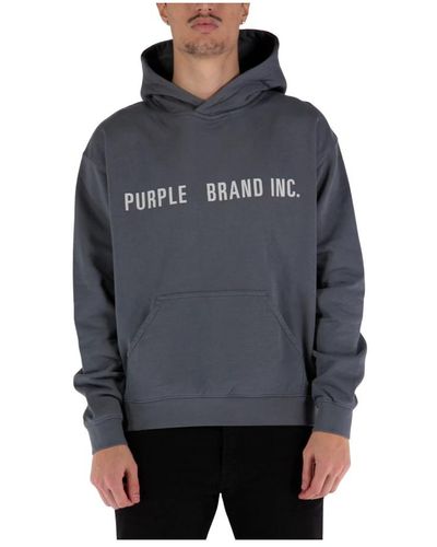 Purple Brand Fleece hoodie mit kängurutasche - Grau