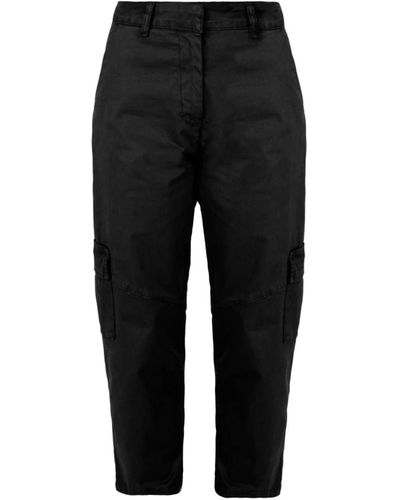 Bomboogie Pantaloni cargo in raso di cotone stretch pesante - Nero