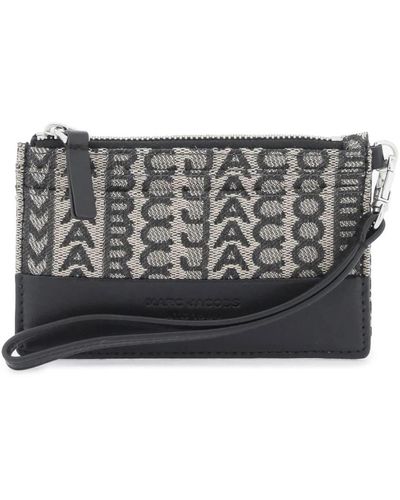 Marc Jacobs Monogram top zip portafoglio da polso - Metallizzato