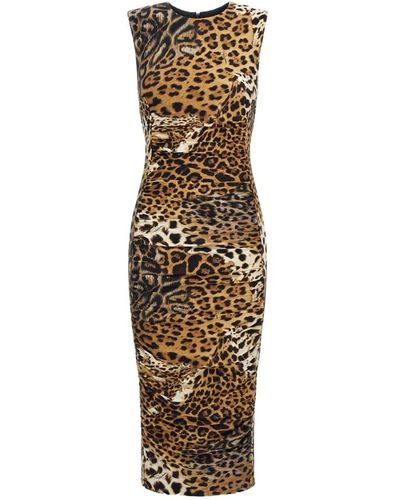 Roberto Cavalli Jaguar skin midi kleid ärmellos - Mettallic