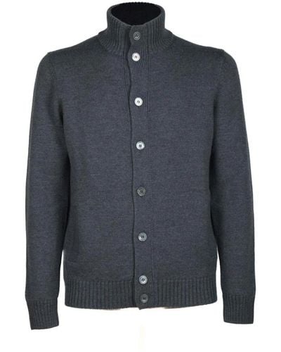 Gran Sasso Cardigan grigio in lana vergine - Blu